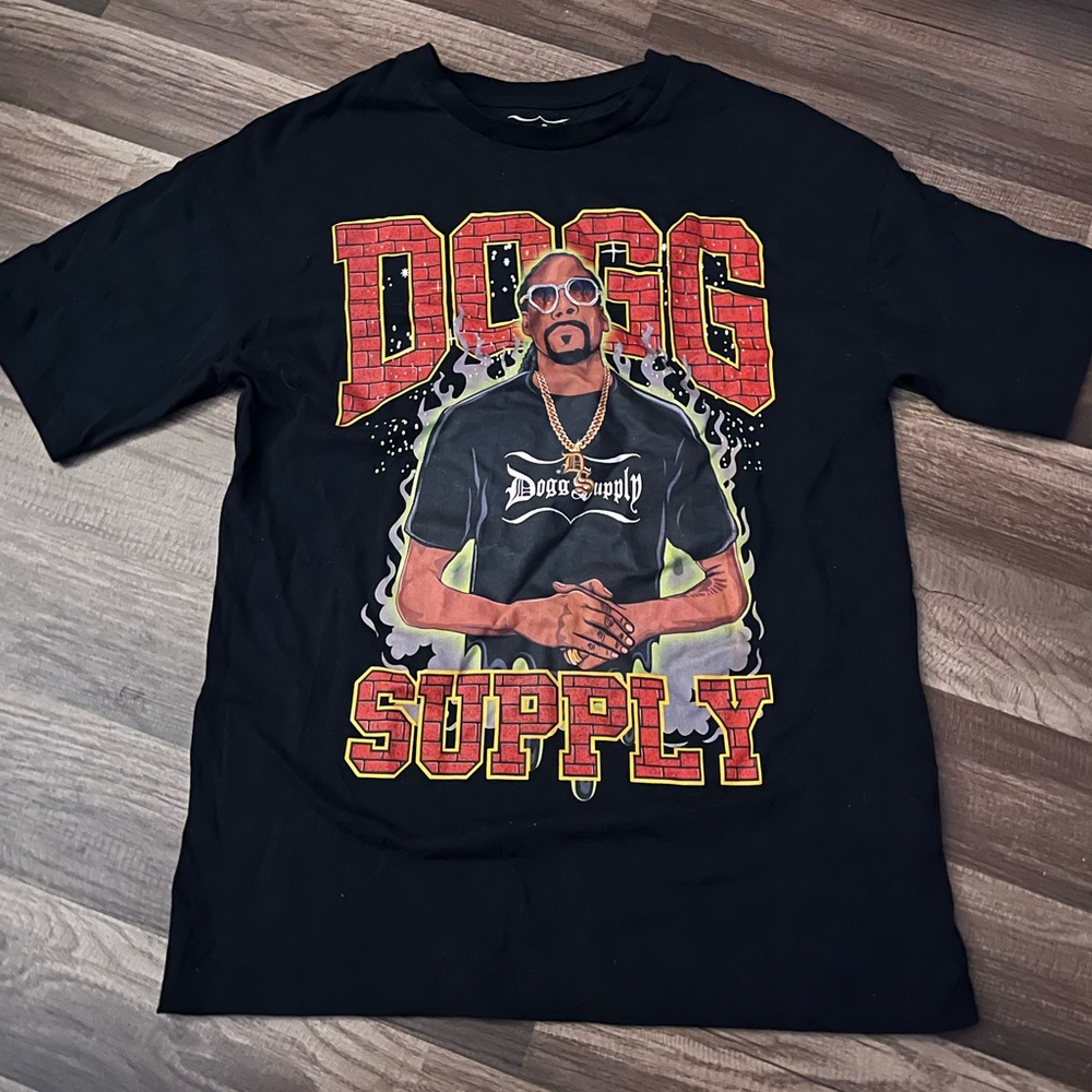 Black Graphic Tee with Red and Yellow Design